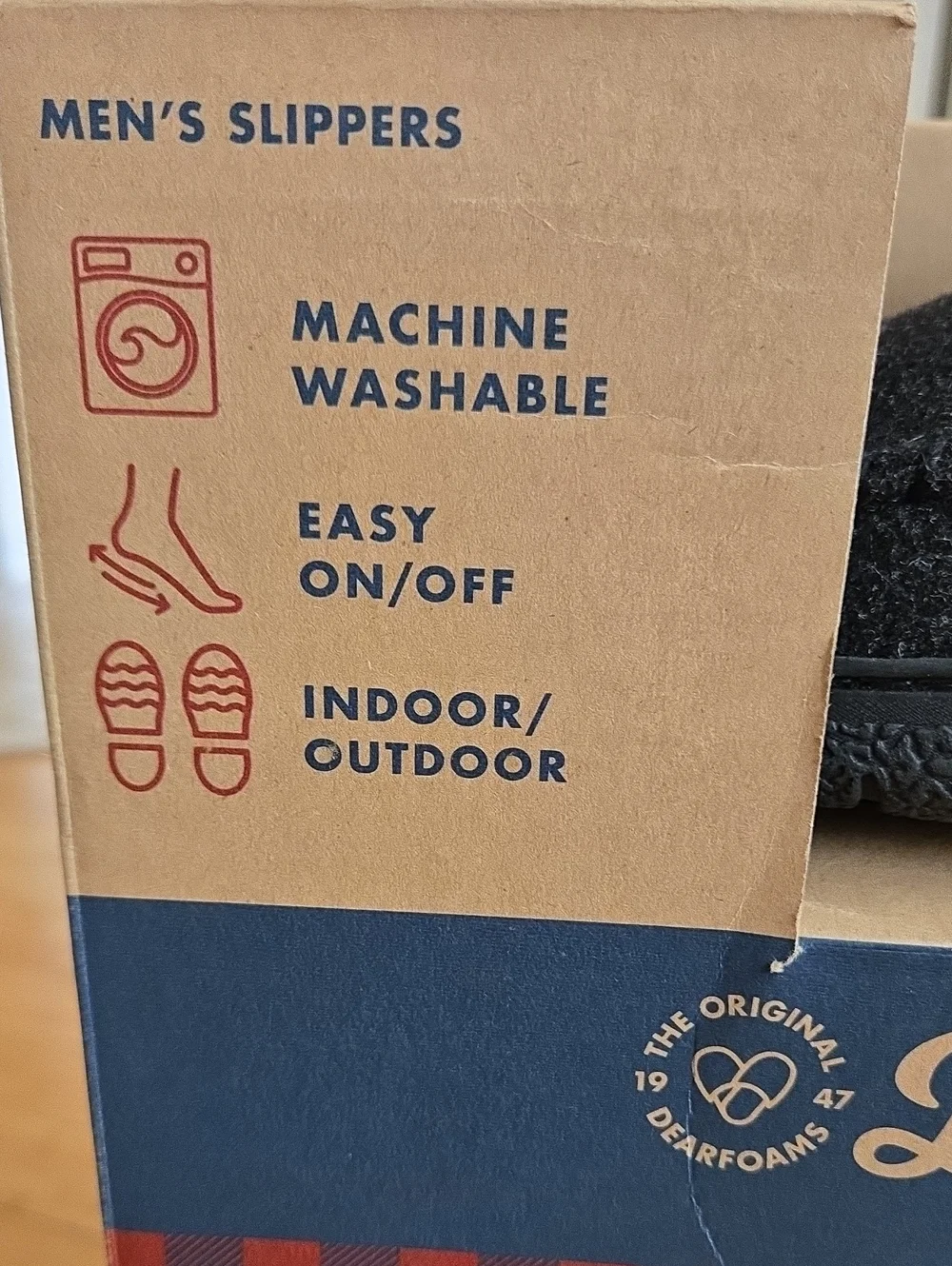 NEW In BOX Dearfoams Memory Foam Slippers Mens SMALL 7/8